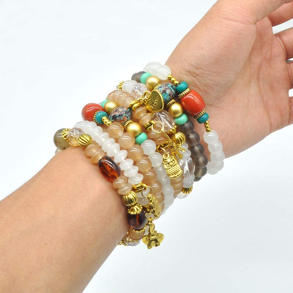 Bohemian Bracelet Sets for Women - 6 Sets Stackable Stretch Bracelets Multi-color Boho Jewelry for Women Hippie Bracelets Dainty Jewelry Best Friend Gift - Image 4